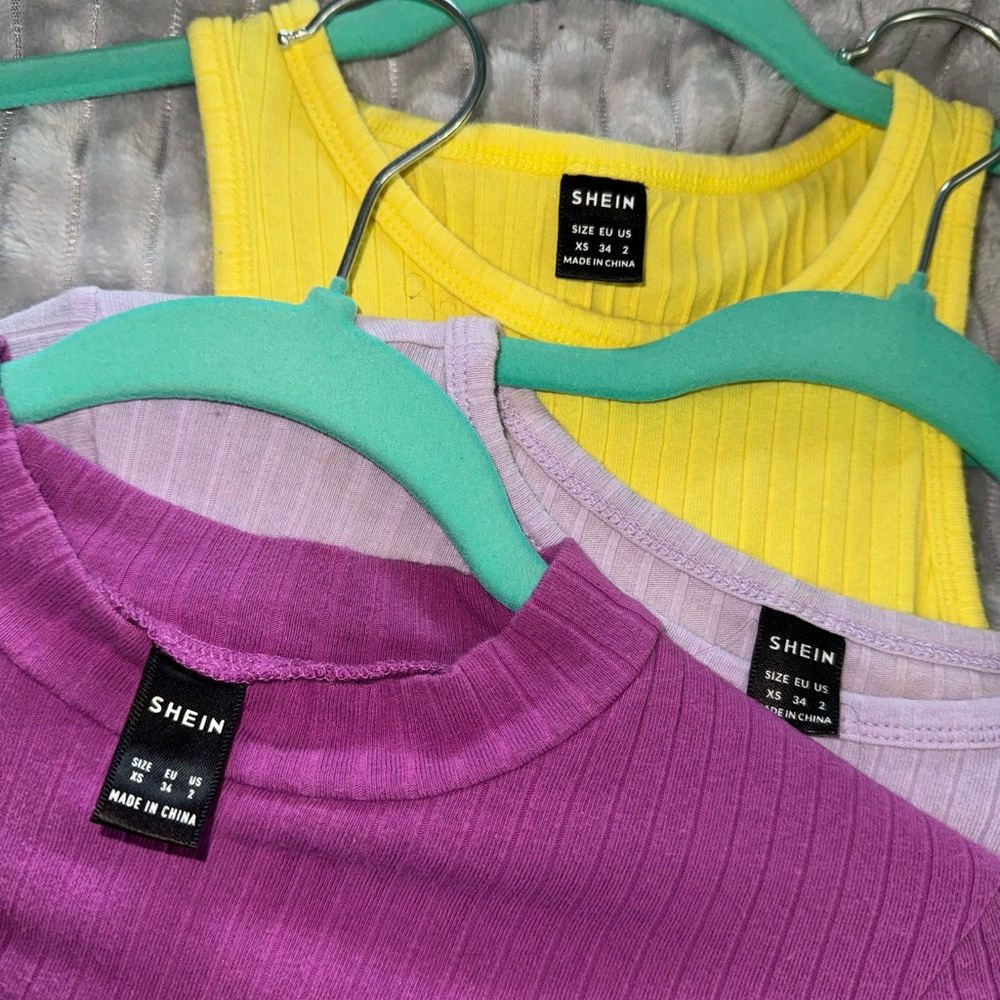 3 SHEIN Purple and Yellow Ribbed Dress Collection